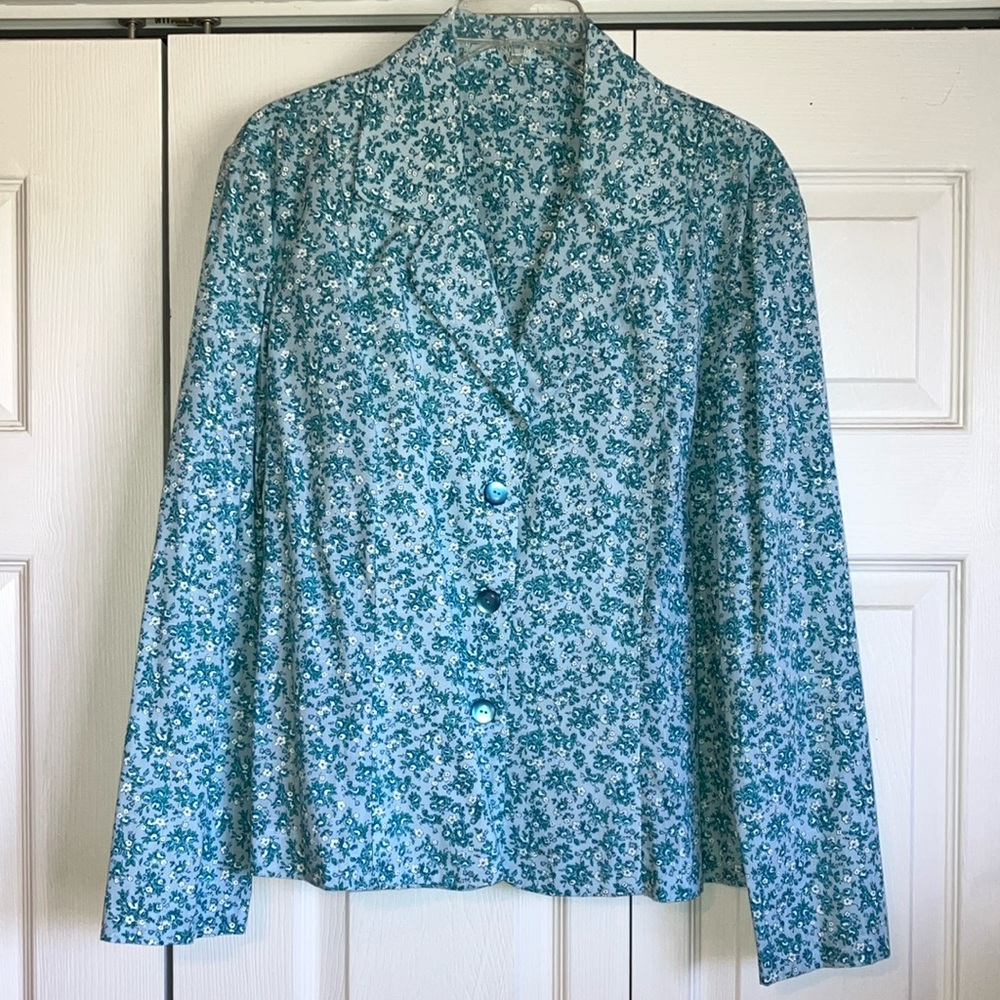 Homemade Jacket, Dressy, Approximate Size 18, Blue with small floral print.